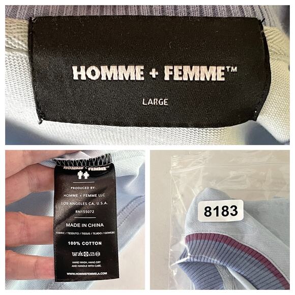 Homme + Femme NEW Logo Tee T-Shirt Mens Sz L Blue Heavy Cotton Short Sleeve - Picture 7 of 7